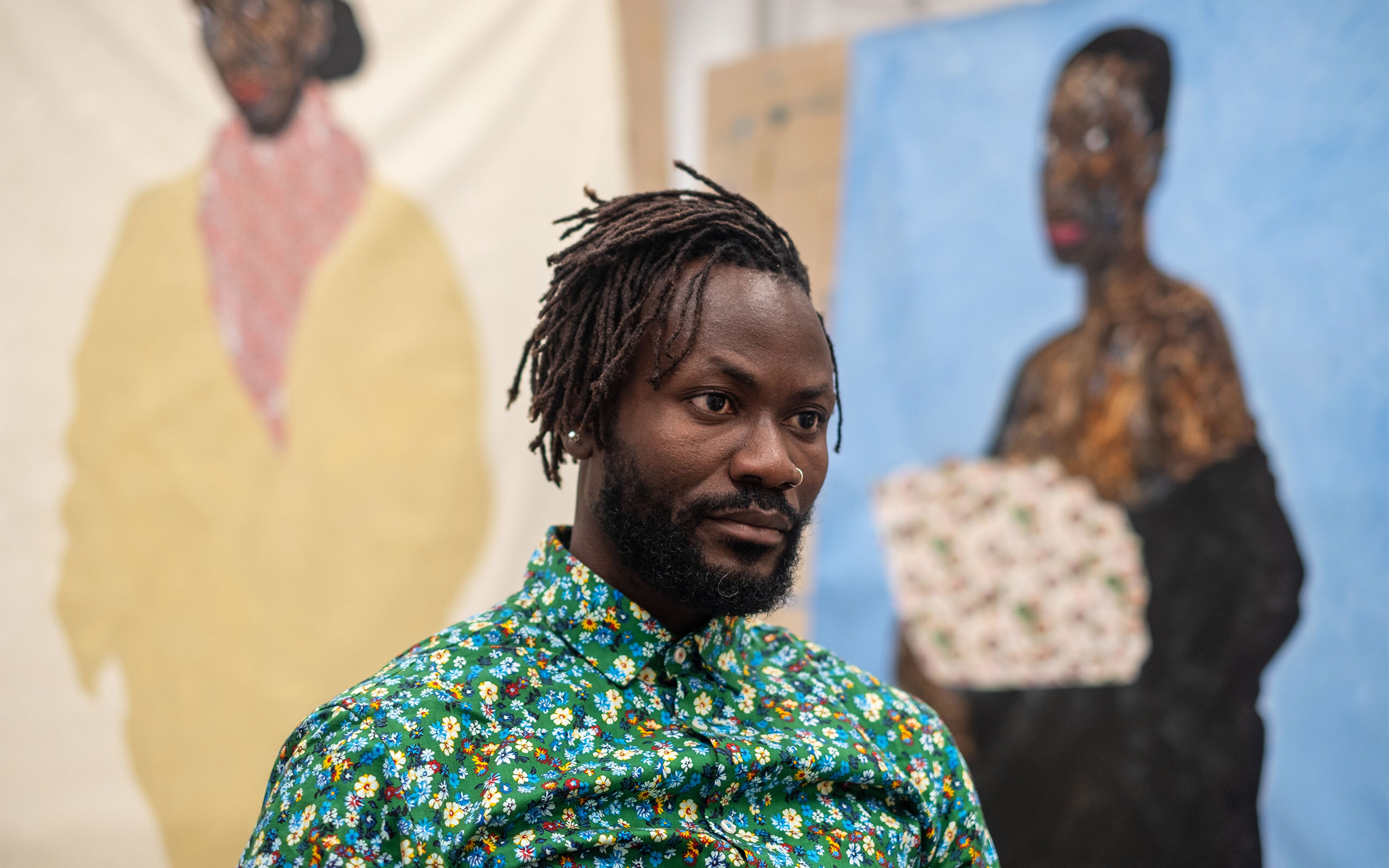 Amoako Boafo in his studio. Photo from Collectors Agenda